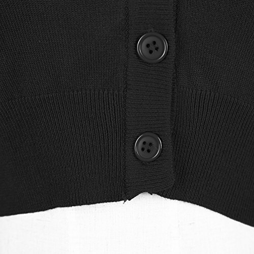 Urban GoCo Mujeres Chaqueta Corta Punto de Manga Larga Rebecas Escote en V Bolero Cárdigan Negro S