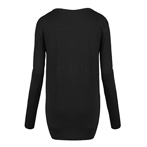 Urban GoCo Mujeres Chaqueta de Punto Básico de Manga Larga con Botones Rebecas Cárdigan Negro L