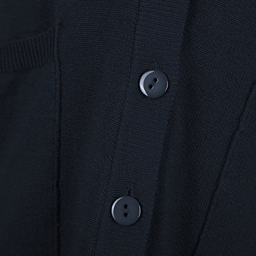 Urban GoCo Mujeres Chaqueta de Punto Básico de Manga Larga con Botones Rebecas Cárdigan (S, Azul Marino)