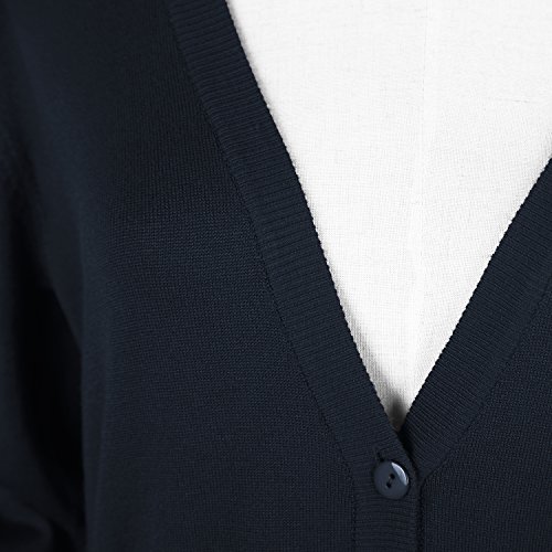 Urban GoCo Mujeres Chaqueta de Punto Básico de Manga Larga con Botones Rebecas Cárdigan (S, Azul Marino)
