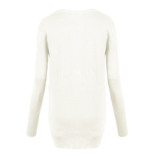 Urban GoCo Mujeres Chaqueta de Punto Básico de Manga Larga con Botones Rebecas Cárdigan (XL, Blanco)