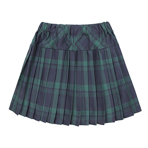 Urban GoCo Mujeres Falda Escocesa Plisada con Cintura Elástica Escuela Uniforme Falda Cuadros (L, 1 Verde)