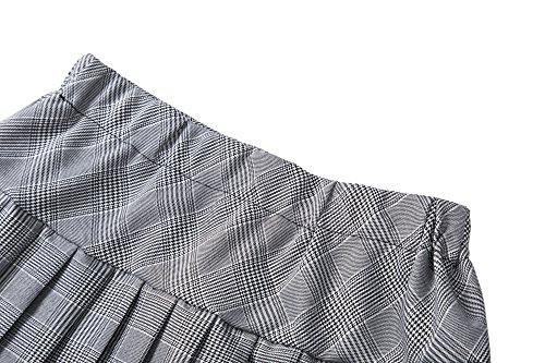 Urban GoCo Mujeres Falda Escocesa Plisada con Cintura Elástica Escuela Uniforme Falda Cuadros (XX-Large, 11 Blanco)