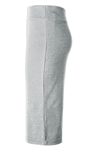 Urban GoCo Mujeres Falda Midi Lápiz Cintura Alta Elasticidad Bodycon Tubo Falda Oficina Gris Claro S
