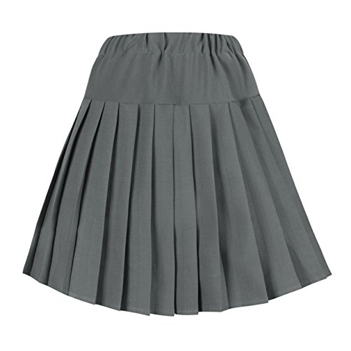 Urban GoCo Mujeres Falda Tenis Plisada Cintura Elástica Uniforme Escolar Mini Faldas (2XL, Gris sólido)