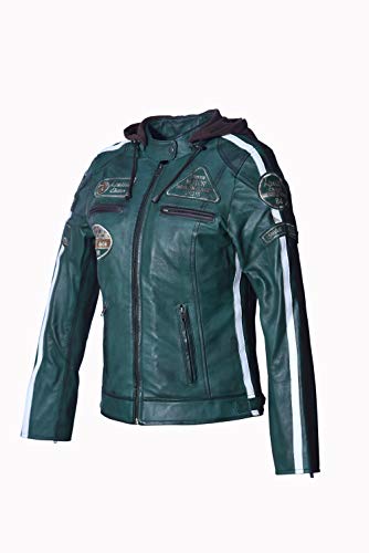 Urban Leather Chaqueta de cuero para mujer '58 damas', verde oscuro, L