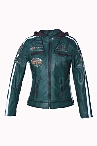 Urban Leather Chaqueta de cuero para mujer '58 damas', verde oscuro, L