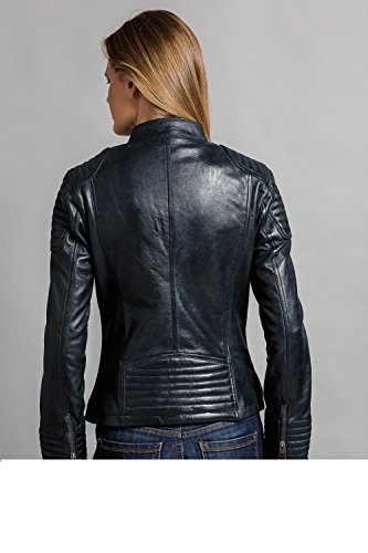 Urban Leather Corto Biker - Chaqueta de piel, Mujer, azul, xxx-large