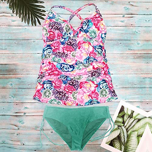 URIBAKY Traje De BañO De Verano para Mujer Bikini De Dos Piezas Busto Bajo Boho/Estampado Floral Bandeau Tops Y Traje De BañO Braguitas Ropa De Playa CóModa