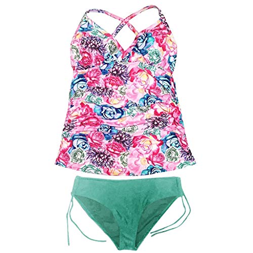 URIBAKY Traje De BañO De Verano para Mujer Bikini De Dos Piezas Busto Bajo Boho/Estampado Floral Bandeau Tops Y Traje De BañO Braguitas Ropa De Playa CóModa