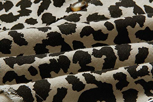 Vaquero Mujer Petos de Pantalones Corto, Morbuy Casual Botón Bolsillos Leopardo Mono Moda Jeans Pantalón Playa Fiesta Noche Cóctel Overoles Jumpsuit (S,Caqui)