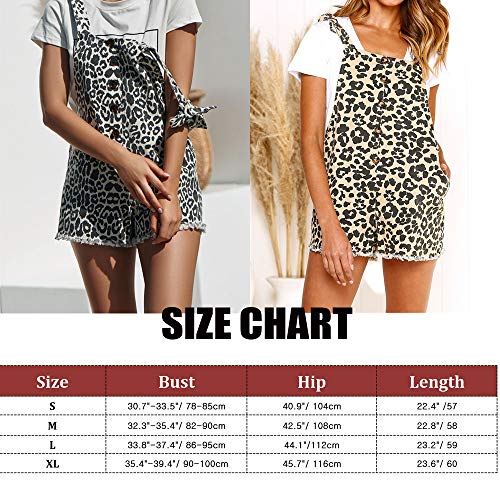 Vaquero Mujer Petos de Pantalones Corto, Morbuy Casual Botón Bolsillos Leopardo Mono Moda Jeans Pantalón Playa Fiesta Noche Cóctel Overoles Jumpsuit (S,Caqui)