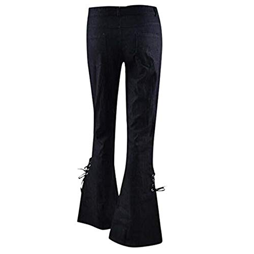 Vaqueros Mujer Bootcut Cintura Alta, Morbuy Push Up Rectos Acampanados Pantalones Talla Grande EláStico Tejanos Skinny Slim Boyfriend Jeans Retro Casual (S,Negro)