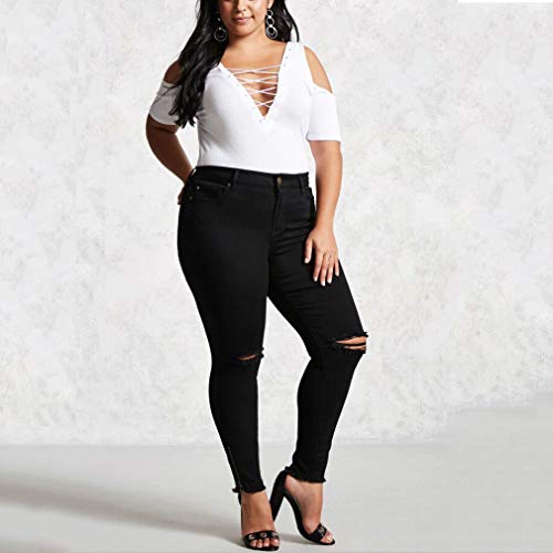 Vaqueros Mujer Tallas Grandes Pantalones Rotos Mujer Negros Skinny Jeans Cintura Alta Jeggings Mezclilla Talle Alto Elasticos/7XL