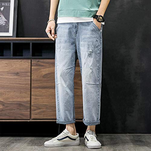 Vaqueros para Jeans Pantalones Vaqueros con Costuras para Hombre, Pantalones Casuales De Nueve Puntos, Pantalones Vaqueros para Hombre, Pant