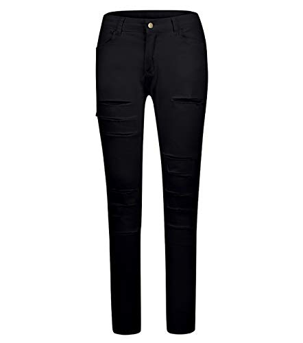Vaqueros Rotos Mujer Cintura Alta Skinny Jeans Tiro Alto Mujer Larga Tejanos Pantalon Vaquero Pitillo Roto Mujer Ripped Jean Ajustados Mujer Jeans Talle Alto Slim Pitillos Mujer Elasticos Negro 2XL
