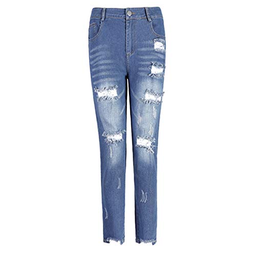 Vaqueros Rotos Mujer Pantalones Lápiz Ajustados Pantalones Largos Casual Cintura Alta Pantalones Pitillos Elásticos Push Up Jeans de Mujer Otoño Invierno RISTHY