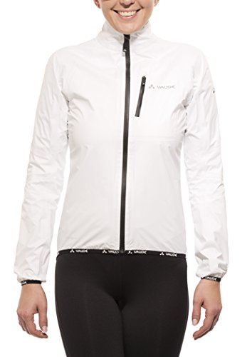 VAUDE Women's Drop Jackett III - Chaqueta de ciclismo para mujer resistente a la lluvia - color blanco, talla 42