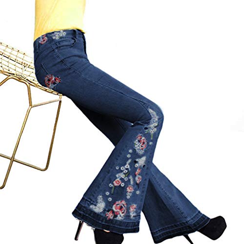 Vectry Mujer Pantalon Camuflaje Mujer Pantalones Campana Mujer Verano Pantalon Chandal Mujer Invierno Pantalón Yoga Mujer Pantalon Corto Mujer Cintura Alta Pantalon Harem Hippie Azul Oscuro