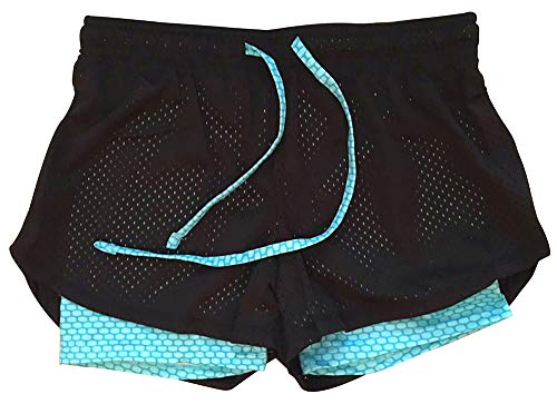 Verano Pantalones cortos de fitness para mujer (azul claro, L)