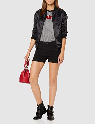 Vero Moda NOS Vmhot Seven NW Dnm Fold Shorts Mix Noos Pantalones Cortos para Mujer , Negro (Black) , 40 (Talla del fabricante: Medium)