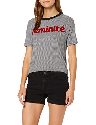 Vero Moda NOS Vmhot Seven NW Dnm Fold Shorts Mix Noos Pantalones Cortos para Mujer , Negro (Black) , 44 (Talla del fabricante: X-Large)