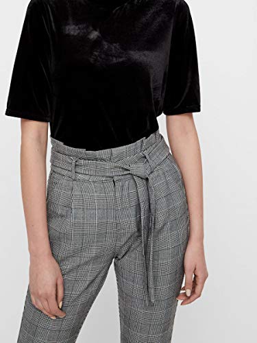 Vero Moda Vmeva HR Loose Paperbag Check Pant Noos Pantalón, Gris, 34 (Extra Large) para Mujer