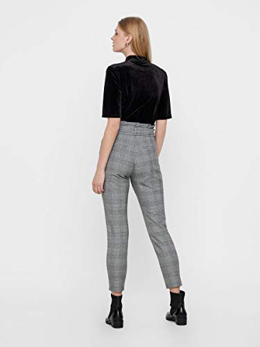Vero Moda Vmeva HR Loose Paperbag Check Pant Noos Pantalón, Gris, 34 (Extra Large) para Mujer