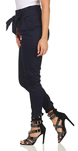 Vero Moda Vmeva HR Loose Paperbag Cot Pant Noos Pantalones, Azul (Night Sky Night Sky), 38 (Talla del Fabricante: Small) para Mujer