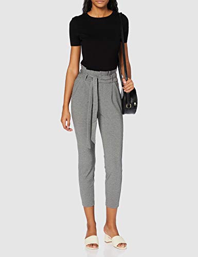 Vero Moda Vmeva HR Loose Paperbag Pant Noos Ki Pantalones, Gris (Medium Grey Melange Medium Grey Melange), 38 (Talla del Fabricante: Small) para Mujer