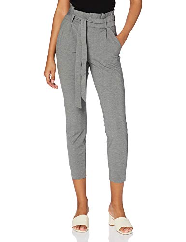 Vero Moda Vmeva HR Loose Paperbag Pant Noos Ki Pantalones, Gris (Medium Grey Melange Medium Grey Melange), 38 (Talla del Fabricante: Small) para Mujer