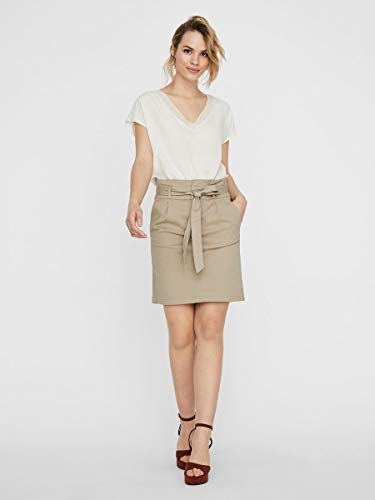 Vero Moda Vmeva HR Paperbag Cot Skirt Noos Ga Falda, Visón Plateado, L para Mujer