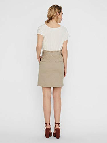 Vero Moda Vmeva HR Paperbag Cot Skirt Noos Ga Falda, Visón Plateado, XS para Mujer