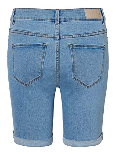 Vero Moda Vmhot Seven NW Dnm Long F Short Mix Noos Pantalones Cortos, Azul (Light Blue Denim Light Blue Denim), S para Mujer