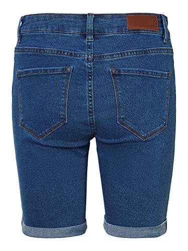 Vero Moda Vmhot Seven NW Dnm Long F Short Mix Noos Pantalones Cortos, Azul (Medium Blue Denim Medium Blue Denim), L para Mujer