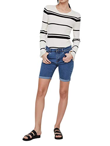 Vero Moda Vmhot Seven NW Dnm Long F Short Mix Noos Pantalones Cortos, Azul (Medium Blue Denim Medium Blue Denim), XS para Mujer