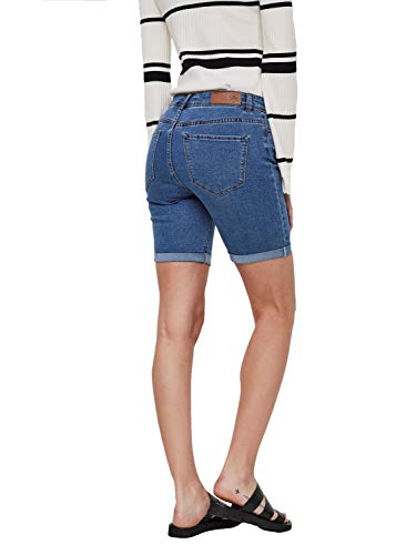 Vero Moda Vmhot Seven NW Dnm Long F Short Mix Noos Pantalones Cortos, Azul (Medium Blue Denim Medium Blue Denim), XS para Mujer