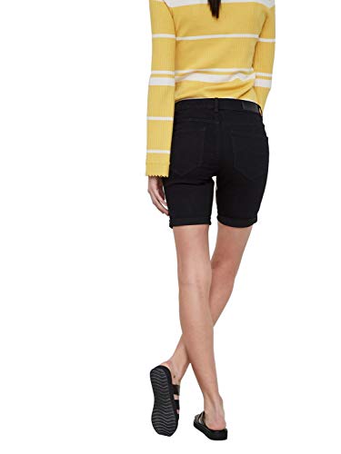 Vero Moda Vmhot Seven NW Dnm Long F Short Mix Noos Pantalones Cortos, Negro (Black Black), S para Mujer