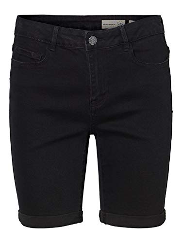 Vero Moda Vmhot Seven NW Dnm Long F Short Mix Noos Pantalones Cortos, Negro (Black Black), S para Mujer