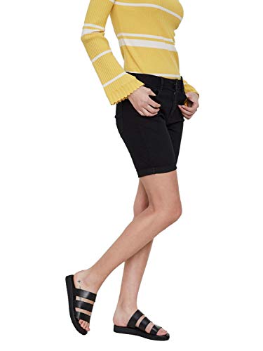 Vero Moda Vmhot Seven NW Dnm Long F Short Mix Noos Pantalones Cortos, Negro (Black Black), S para Mujer