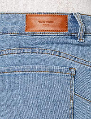 Vero Moda VMHOT Seven NW DNM Slit Knicker Jeans, Mezclilla De Color Azul Claro, S para Mujer