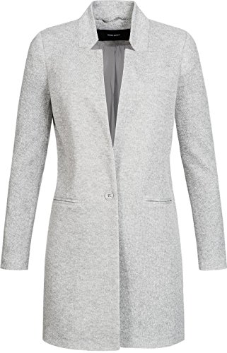Vero Moda Vmjune W/l Long Blazer Dnm Noos Abrigo, Gris (Light Grey Melange), 40 (Talla del Fabricante: 38) para Mujer