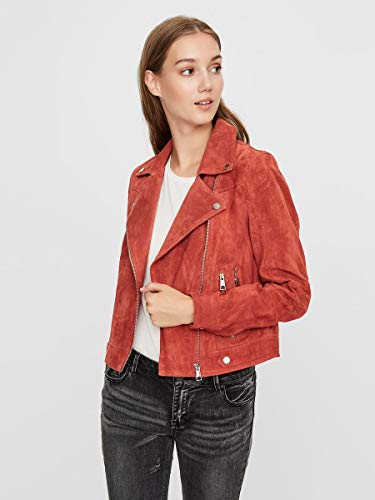 Vero Moda Vmroycesalon Short Suede Jacket Col Chaqueta, Marrón (Bruschetta Bruschetta), Small para Mujer