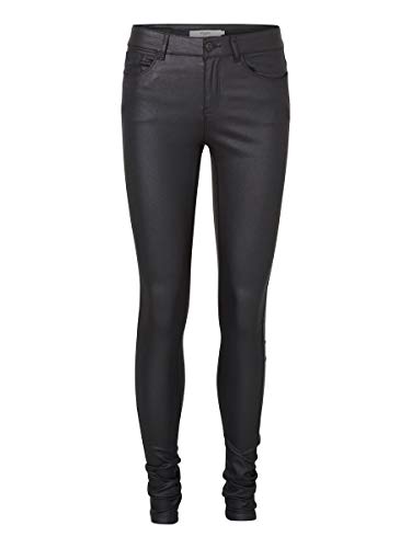 Vero Moda Vmseven NW SS Smooth Coated Pants Noos Pantalones, Negro (Black Detail:Coated), 36 /L30 (Talla del Fabricante: Small) para Mujer