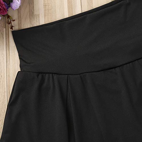 Vestido de Playa para Mujer, Falda de Pantalón de Verano Pantalones Cortos Mini Vestido de Color Sólido (Negro, XXL)