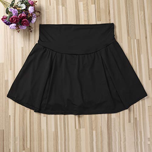 Vestido de Playa para Mujer, Falda de Pantalón de Verano Pantalones Cortos Mini Vestido de Color Sólido (Negro, XXL)