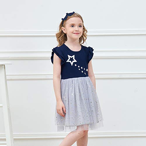 VIKITA Vestido Patrón de Mariposa Unicornio Algodón Tulle Tutu Manga Corta Niñas SH4581 5T