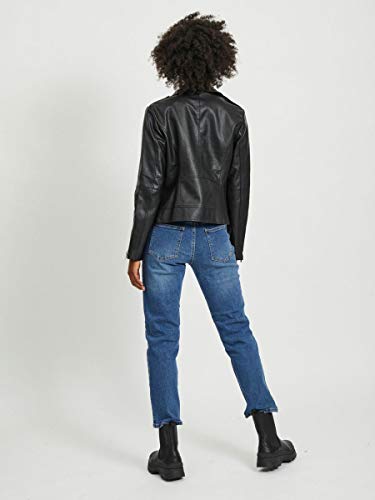 Vila Clothes Vicara Faux Leather Jacket-Noos Chaqueta, Negro (Black Black), 38 (Talla del Fabricante: Medium) para Mujer