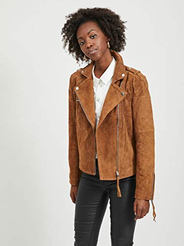 Vila Clothes Vicris Suede Jacket-Noos Chaqueta, Marrón (Oak Brown), 44 (Talla del fabricante: X-Large) para Mujer