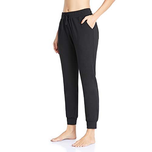 Vimbloom Pantalón Chándal Mujer Pantalones Deportivos Largos Pantalones Jogging Algodón Elastica con Bolsillos para Correr Jogger Casual Fitness VI946 (Negro, L)